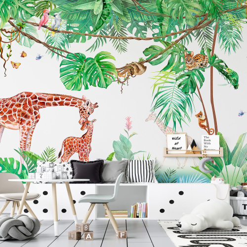 Papier peint panoramique Enfants - Animaux de la Jungle