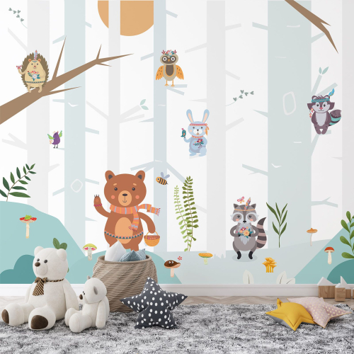 Papier peint panoramique Enfants - Animaux Indiens