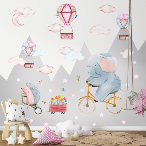 Papier peint panoramique Enfants - Animaux Montagnes