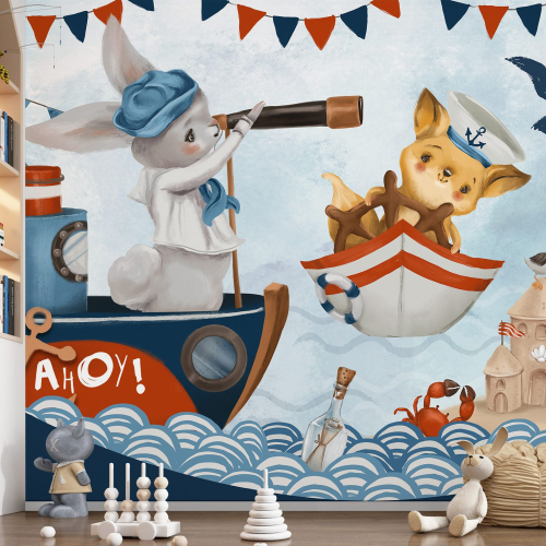 Papier peint panoramique Enfants - Animaux Pirates