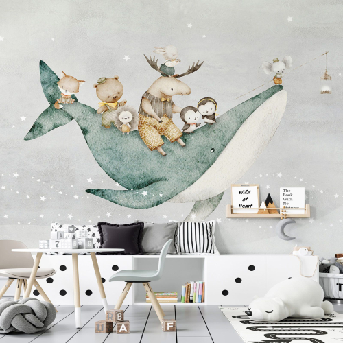 Papier peint panoramique Enfants - Baleine Animaux