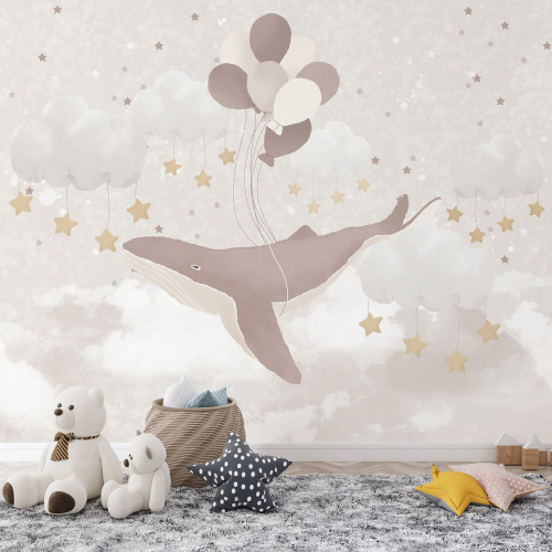 Papier peint panoramique Enfants - Baleine Ballons