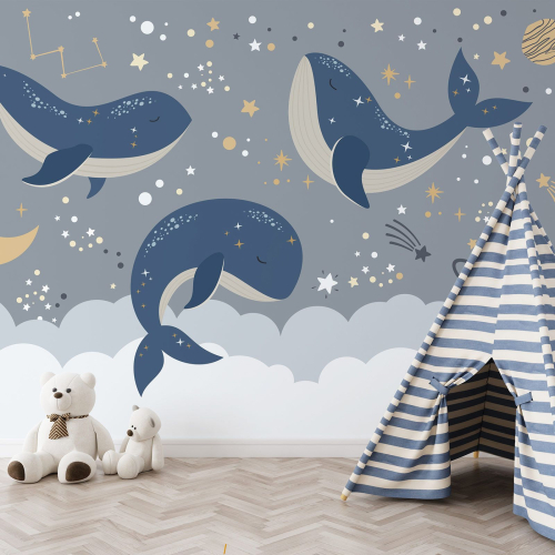 Papier peint panoramique Enfants - Baleines