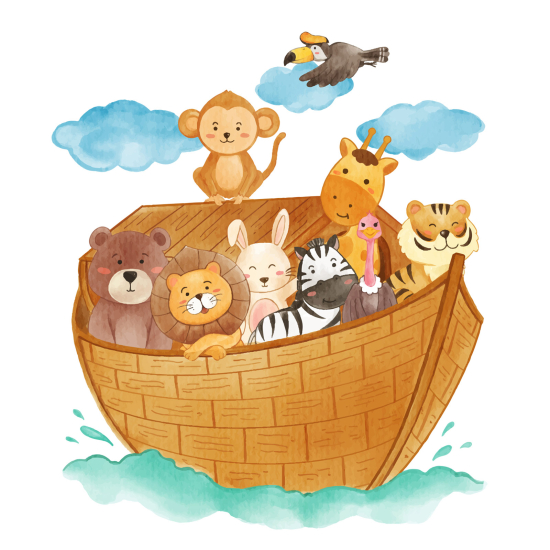 Papier peint panoramique Enfants - Bateau Animaux