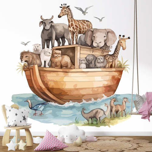Papier peint panoramique Enfants - Bateau Animaux