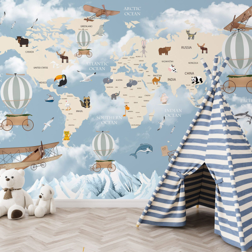 Papier peint panoramique Enfants - Carte du Monde