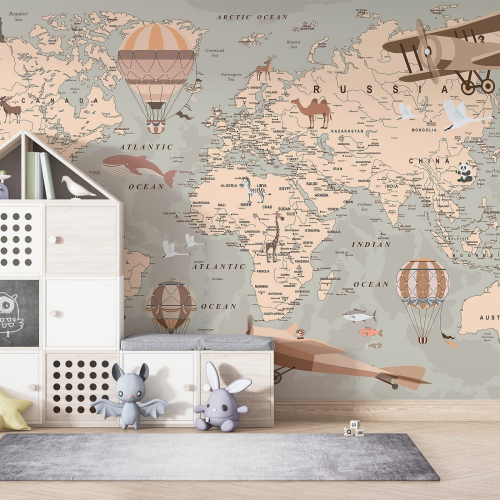 Papier peint panoramique Enfants - Carte du Monde