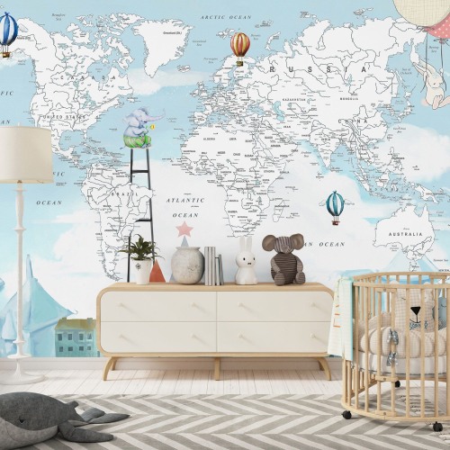 Papier peint panoramique Enfants - Carte du Monde