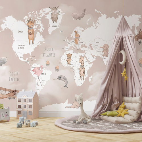 Papier peint panoramique Enfants - Carte du Monde