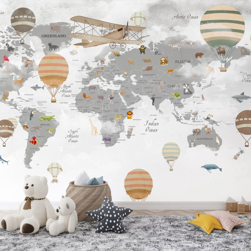 Papier peint panoramique Enfants - Carte du Monde