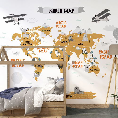 Papier peint panoramique Enfants - Carte du monde