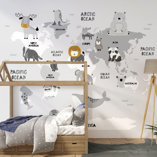 Papier peint panoramique Enfants - Carte du Monde