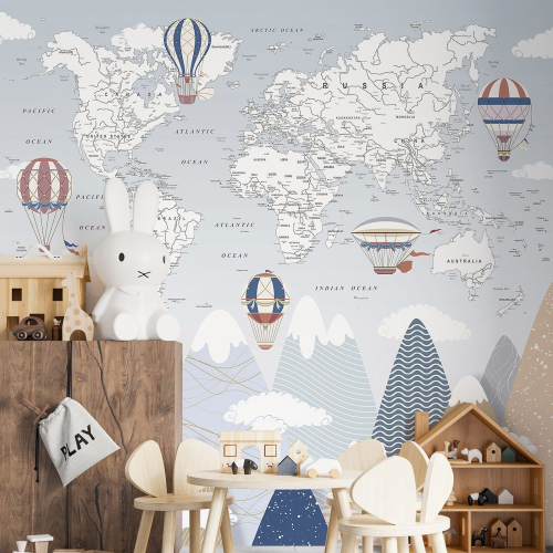 Papier peint panoramique Enfants - Carte du Monde