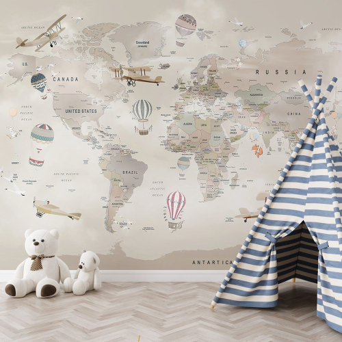 Papier peint panoramique Enfants - Carte du monde