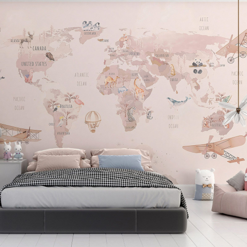 Papier peint panoramique Enfants - Carte du monde