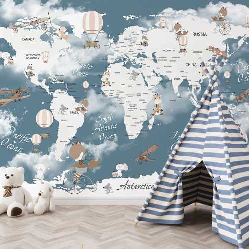 Papier peint panoramique Enfants - Carte du Monde