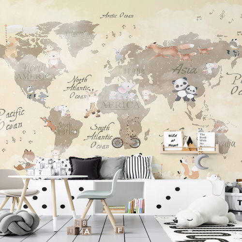 Papier peint panoramique Enfants - Carte du Monde