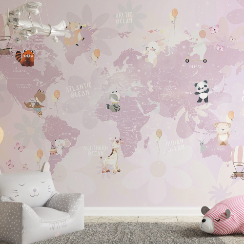 Papier peint panoramique Enfants - Carte du Monde