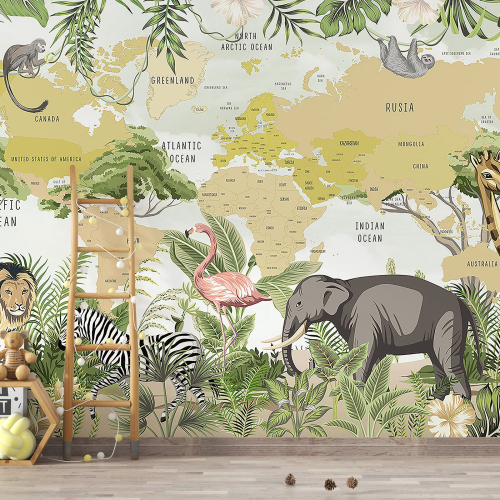 Papier peint panoramique Enfants - Carte du Monde