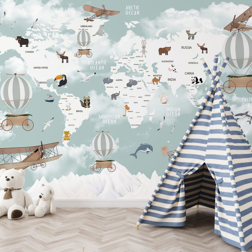 Papier peint panoramique Enfants - Carte du Monde