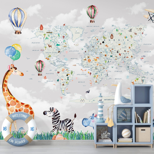 Papier peint panoramique Enfants - Carte du Monde