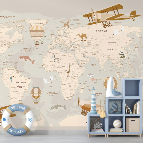 Papier peint panoramique Enfants - Carte du Monde
