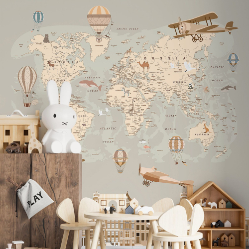 Papier peint panoramique Enfants - Carte du Monde