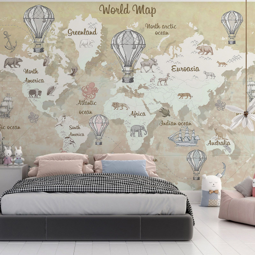 Papier peint panoramique Enfants - Carte du Monde