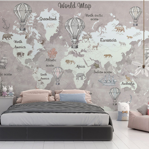 Papier peint panoramique Enfants - Carte du Monde