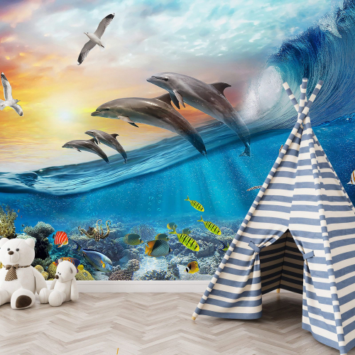 Papier peint panoramique Enfants - Dauphins