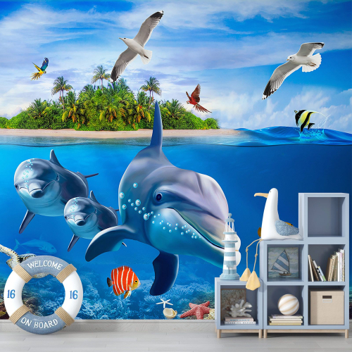 Papier peint panoramique Enfants - Dauphins
