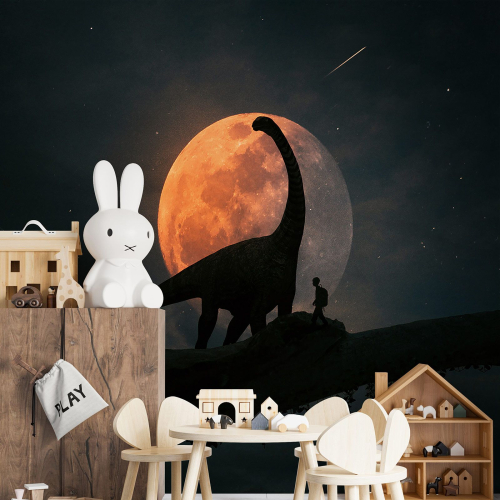 Papier peint panoramique Enfants - Dinosaure Pleine Lune