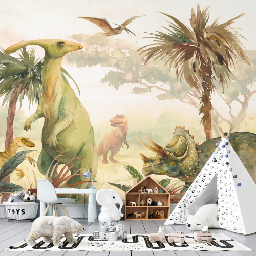 Papier peint panoramique Enfants - Dinosaures