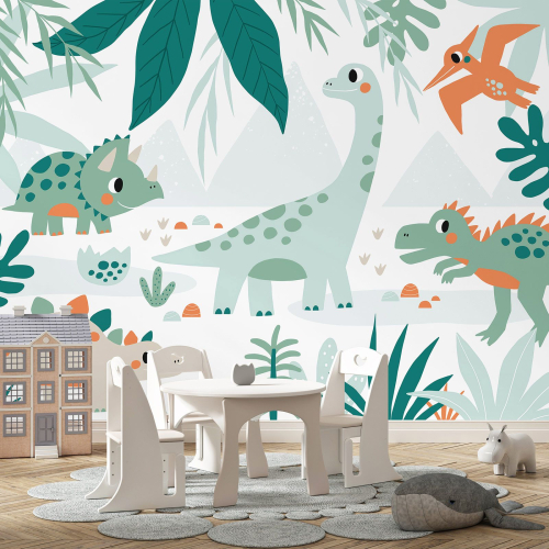 Papier peint panoramique Enfants - Dinosaures