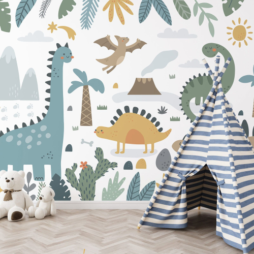 Papier peint panoramique Enfants - Dinosaures