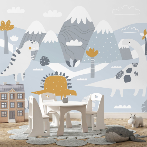 Papier peint panoramique Enfants - Dinosaures