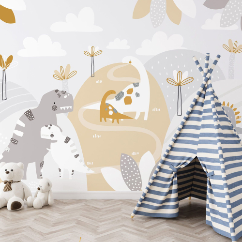 Papier peint panoramique Enfants - Dinosaures