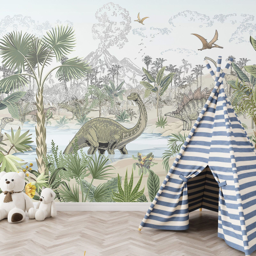 Papier peint panoramique Enfants - Dinosaures