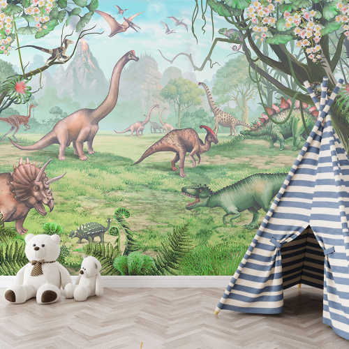 Papier peint panoramique Enfants - Dinosaures