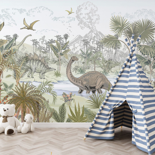 Papier peint panoramique Enfants - Dinosaures