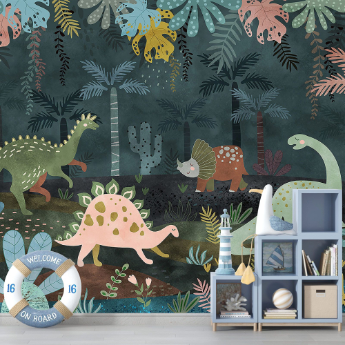 Papier peint panoramique Enfants - Dinosaures