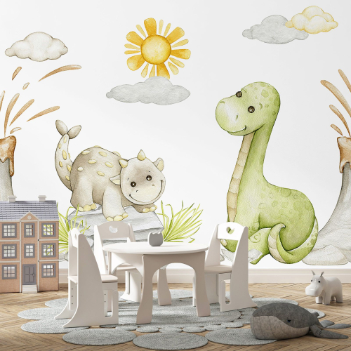 Papier peint panoramique Enfants - Dinosaures