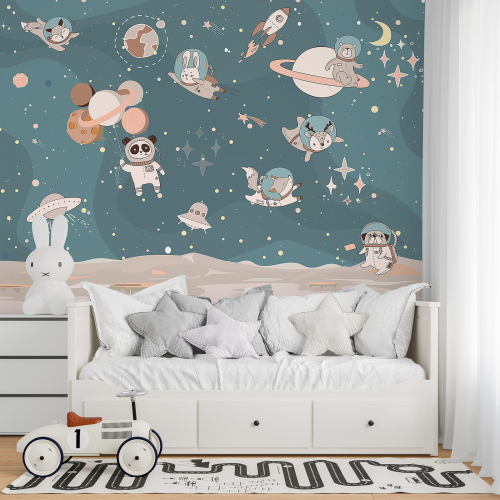Papier peint panoramique Enfants - Espace Animaux