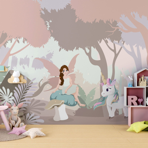 Papier peint panoramique Enfants - Fée Licorne