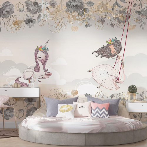 Papier peint panoramique Enfants - Fée Licorne