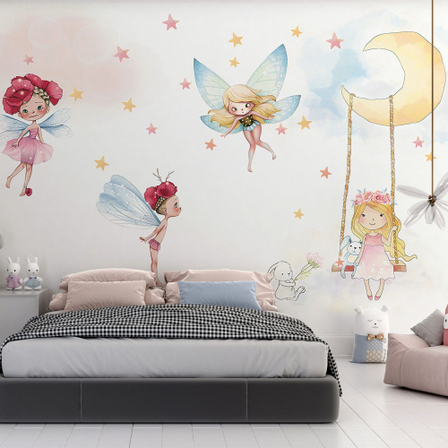 Papier peint panoramique Enfants - Fées Lune