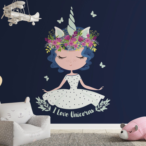 Papier peint panoramique Enfants - Fille Licorne