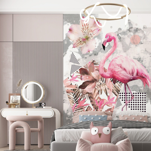 Papier peint panoramique Enfants - Flamant Rose