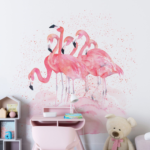 Papier peint panoramique Enfants - Flamants roses