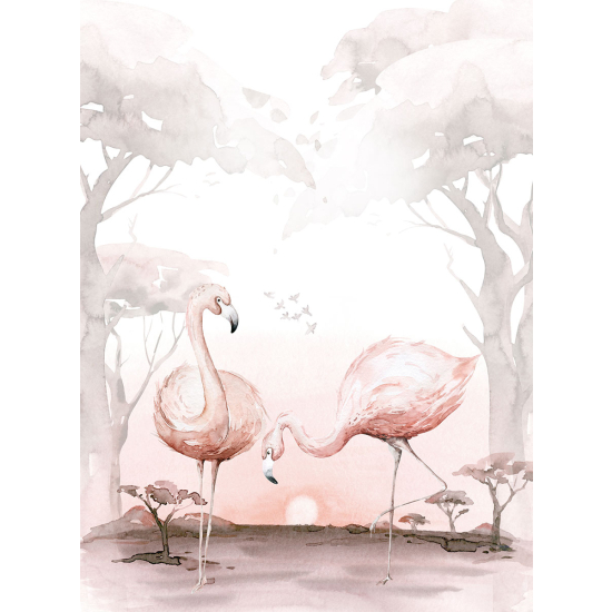 Papier peint panoramique Enfants - Flamants roses